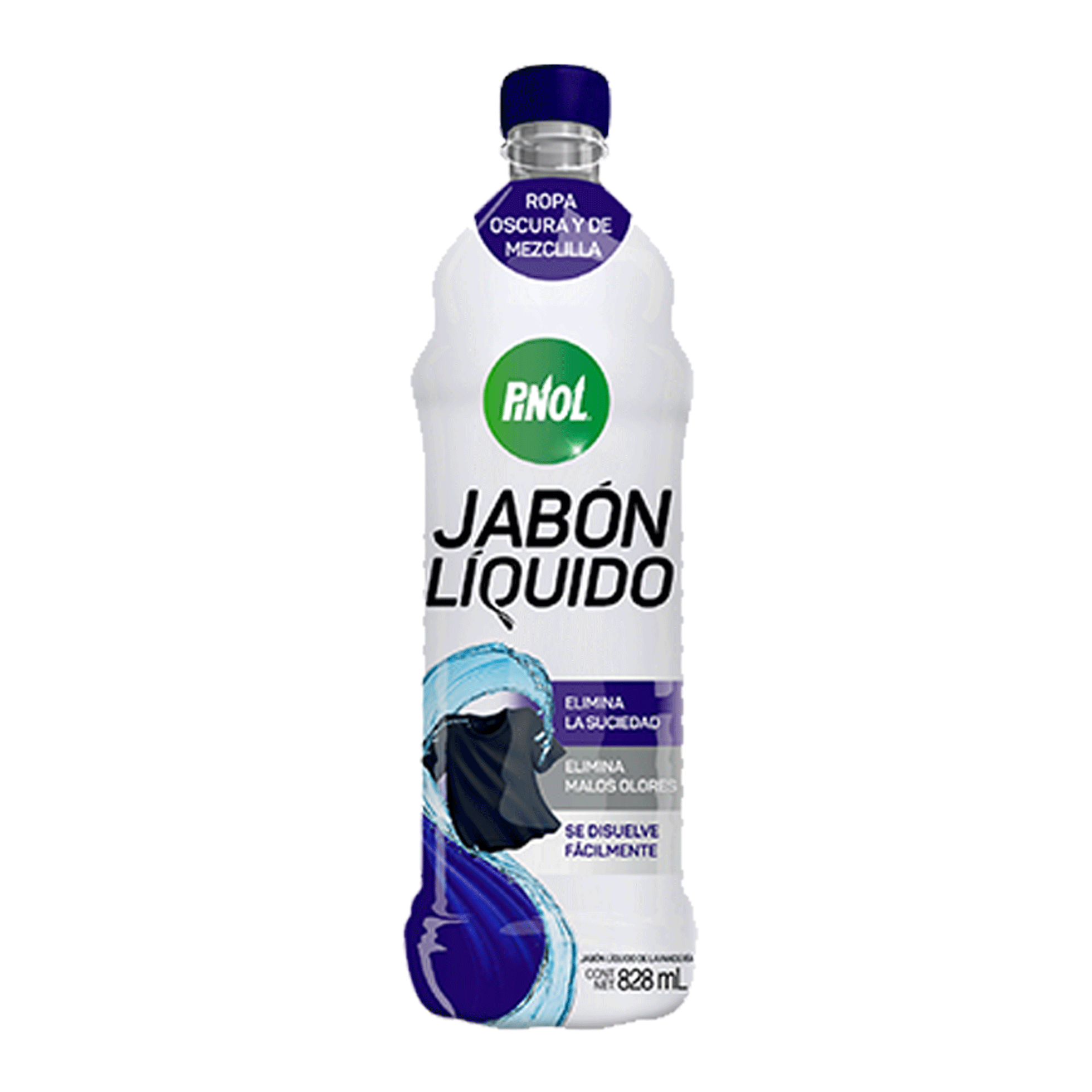 JABÓN LIQUIDO DE LAVANDERÍA PINOL ROPA OSCURA Y DE MEZCLILLA 828  ML.