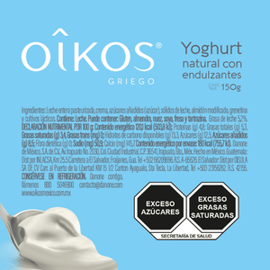 YOGHURT GRIEGO DANONE OIKOS NATURAL 150  GR.