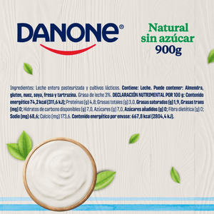 YOGHURT DANONE NATURAL SIN AZUCAR 900  GR.