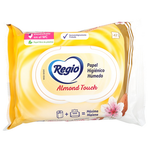 PAPEL HIGIENICO HUMEDO REGIO ALMOND TOUCH 42  PZA.