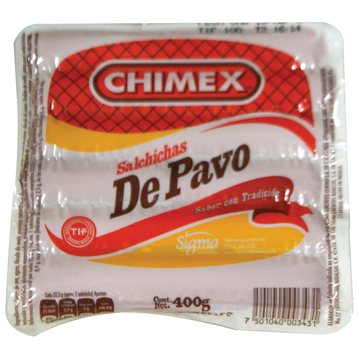 SALCHICHA CHIMEX DE PAVO 400  GR.