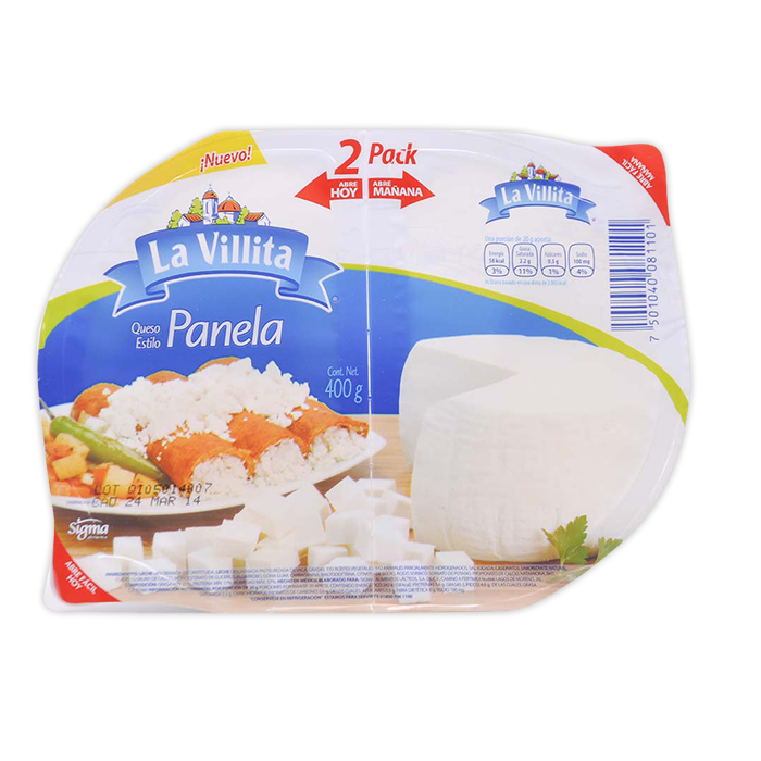 QUESO PANELA LA VILLITA 2 PACK 400  GR.