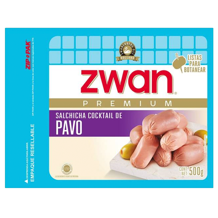 SALCHICHA COCKTAIL DE PAVO ZWAN PREMIUM 500  GR.