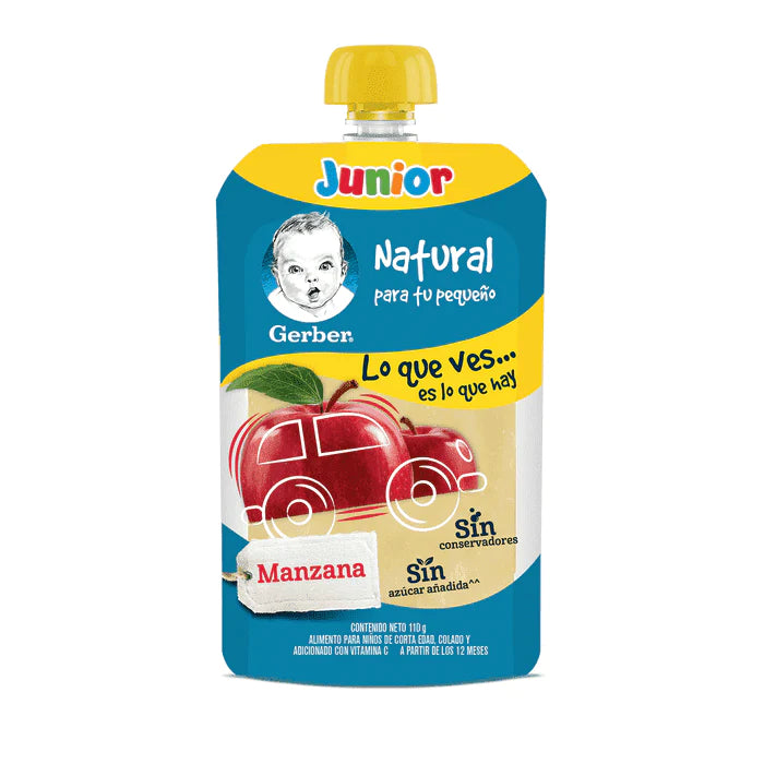 GERBER JUNIOR PAPILLA DE MANZANA POUCH 110  GR.