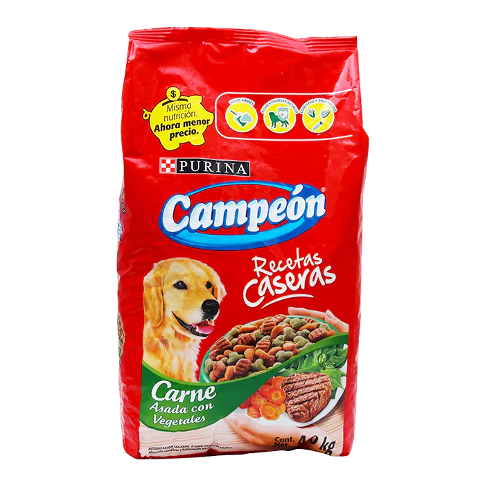 ALIMENTO PARA PERRO CAMPEÓN ADULTO RECETAS CASERAS 19% PROTEÍNA BOLSA 4  KG.