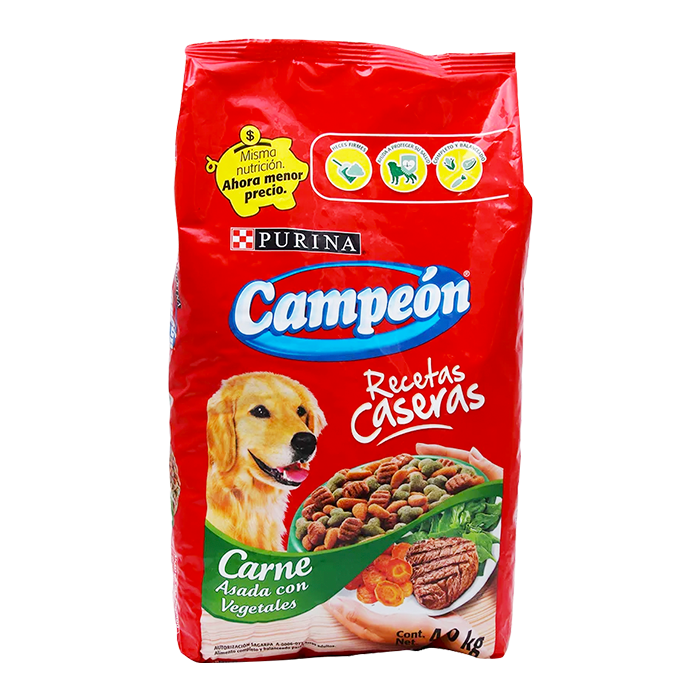 ALIMENTO PARA PERRO CAMPEÓN ADULTO RECETAS CASERAS 19% PROTEÍNA BOLSA 4  KG.