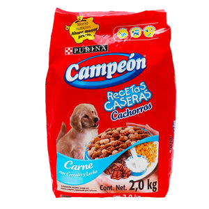 ALIMENTO PARA PERRO CAMPEÓN CACHORROS RECETAS CASERAS 25% PROTEÍNA BOLSA 2  KG.