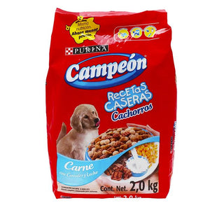 ALIMENTO PARA PERRO CAMPEÓN CACHORROS RECETAS CASERAS 25% PROTEÍNA BOLSA 2  KG.