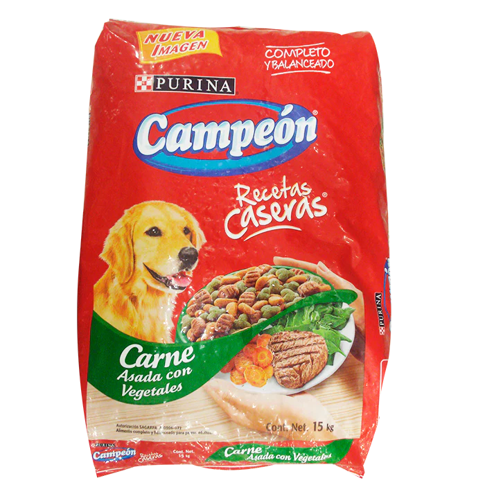 ALIMENTO PARA PERRO CAMPEÓN ADULTO RECETAS CASERAS 19% PROTEÍNA BOLSA 15  KG.