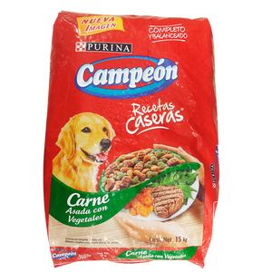 ALIMENTO PARA PERRO CAMPEÓN ADULTO RECETAS CASERAS 19% PROTEÍNA BOLSA 15  KG.