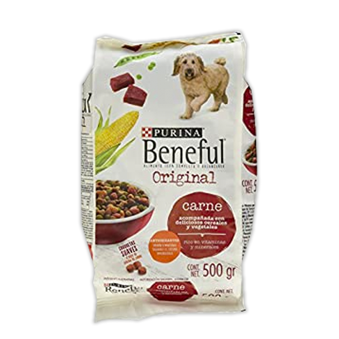 ALIMENTO PARA PERRO BENEFUL ORIGINAL 25% PROTEÍNA BOLSA 500  GR.