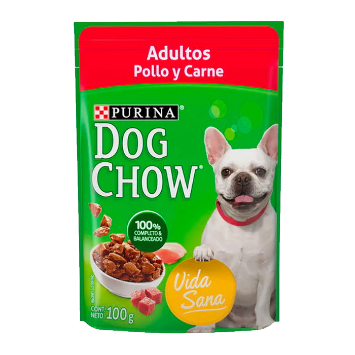 ALIMENTO PARA PERRO CHOW ADULTOS POLLO Y CARNE POUCH 100  GR.