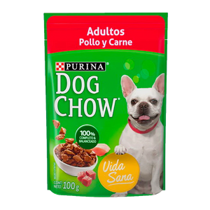 ALIMENTO PARA PERRO CHOW ADULTOS POLLO Y CARNE POUCH 100  GR.