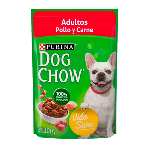 ALIMENTO PARA PERRO CHOW ADULTOS POLLO Y CARNE POUCH 100  GR.