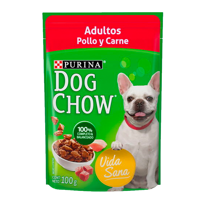 ALIMENTO PARA PERRO CHOW ADULTOS POLLO Y CARNE POUCH 100  GR.