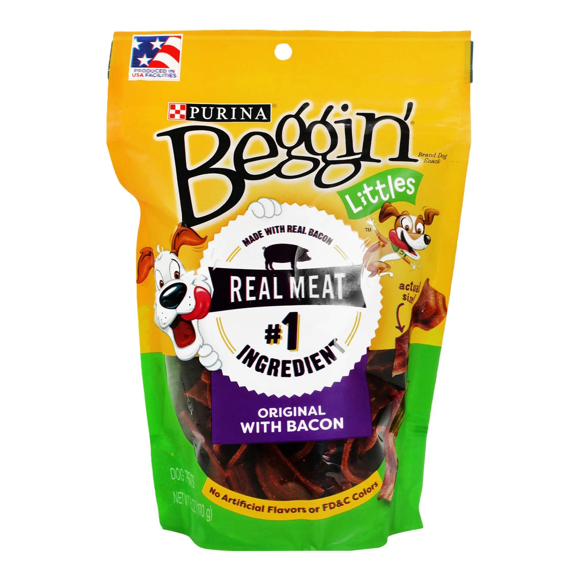 ALIMENTO PARA PERRO TIRITAS SABOR TOCINO BEGGIN LITTLES  BOLSA 170  GR.