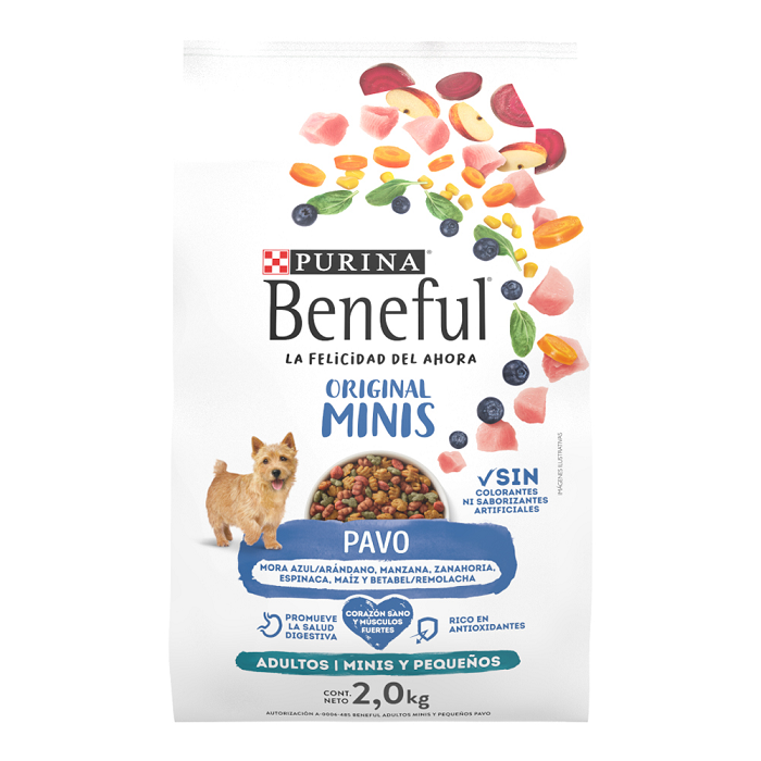 ALIMENTO PARA PERRO BENEFUL ORIGINAL MINIS SABOR PAVO BOLSA 2  KG.