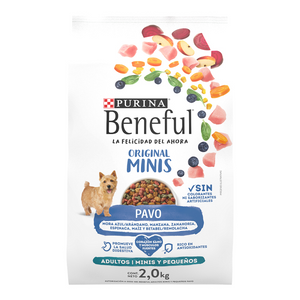 ALIMENTO PARA PERRO BENEFUL ORIGINAL MINIS SABOR PAVO BOLSA 2  KG.