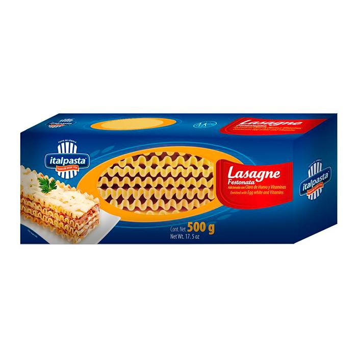 PASTA LASAGNE FESTONA ITALPASTA PAQUETE 500  GR.