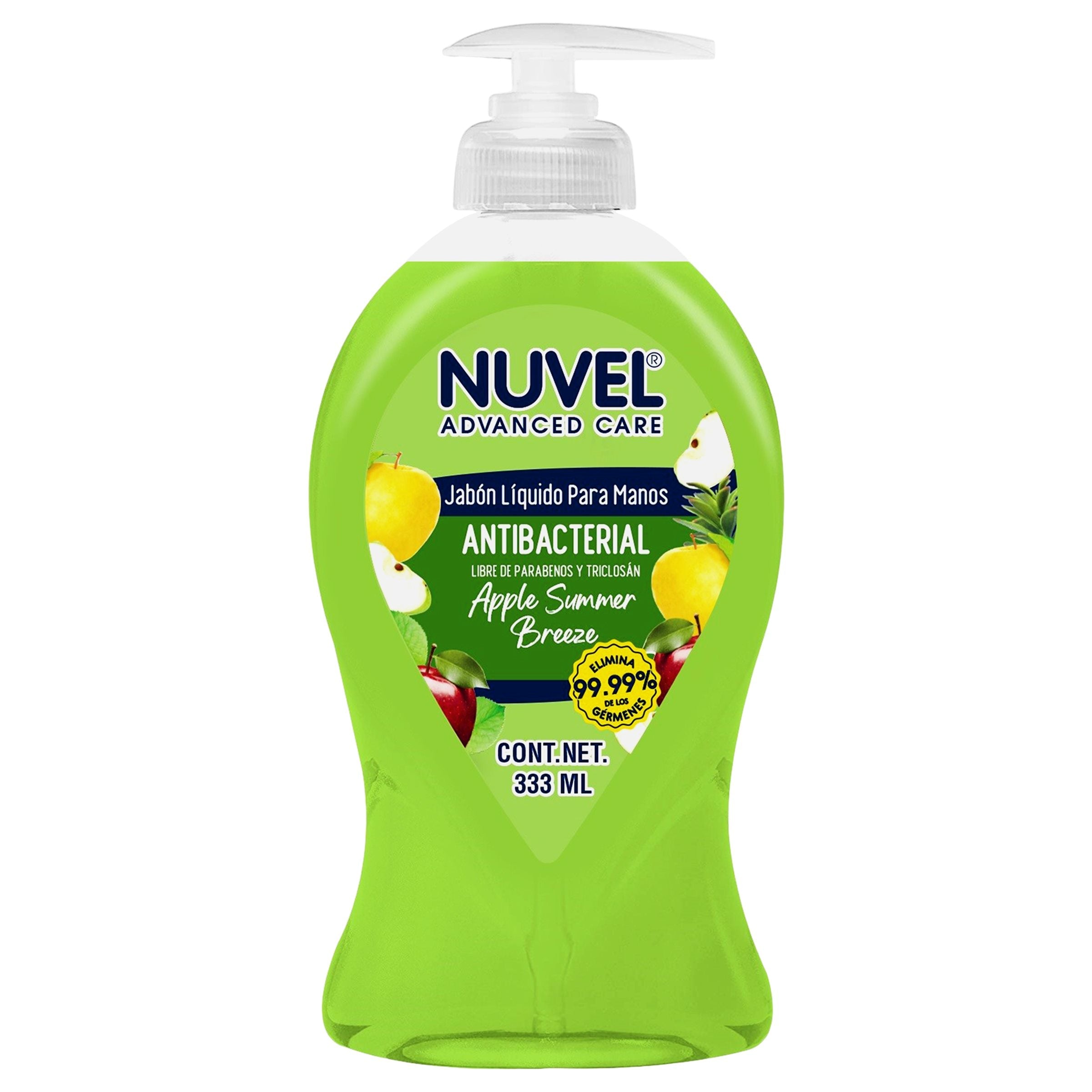 JABON LIQUIDO PARA MANOS NUVEL APPLE SUMMER BREEZE ANTIBACTERIAL 333  ML.