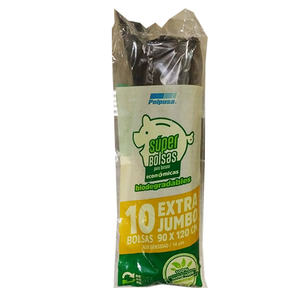 BOLSA PARA BASURA ECOLOGICA JUMBO 90X120 NEGRO 10  PZA.