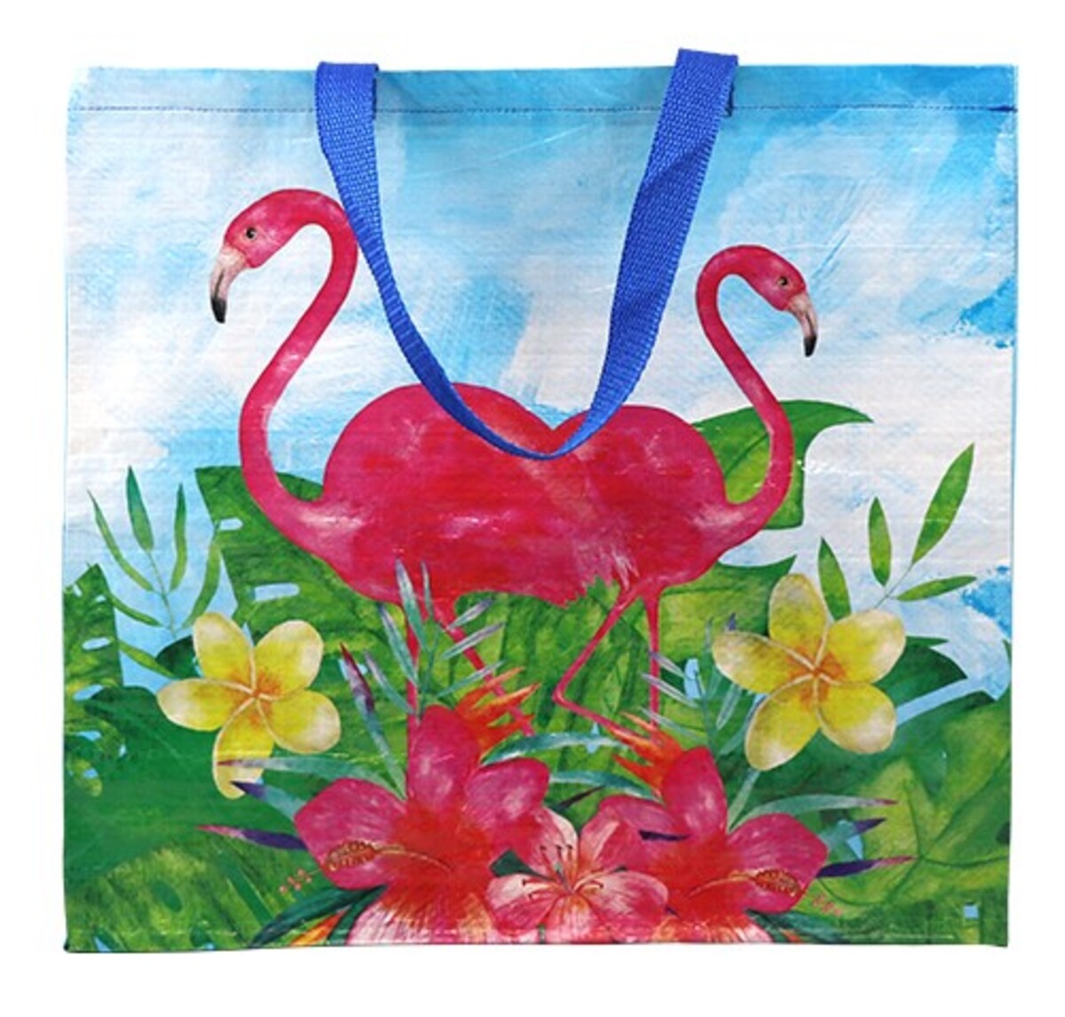 BOLSA DE RAFIA ECOLOGICA REUTILIZABLE EXTRA GRANDE FLAMINGOS 1  PZA.