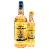 TEQUILA EL DESTILADOR REPOSADO DE 700 ML + PACHITA DE 250 ML 1  PZA.