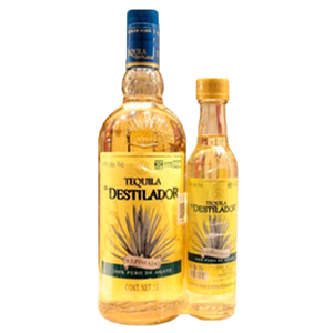 TEQUILA EL DESTILADOR REPOSADO DE 700 ML + PACHITA DE 250 ML 1  PZA.