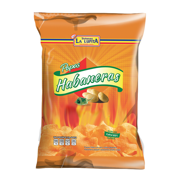 PAPAS FRITAS NATURALES CON CHILE HABANERO  LA LUPITA 190  GR.