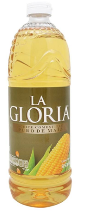 ACEITE COMESTIBLE PURO DE MAÍZ LA GLORIA  BOTELLA 850  ML.