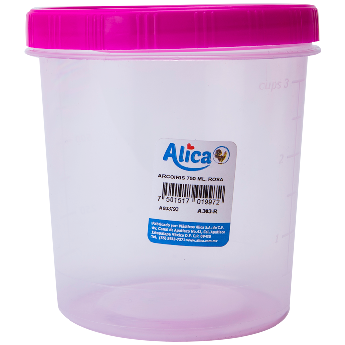 HERMETICO ARCOIRIS C/TAPAROSCA ALICA 750 ML. ROSA 750  ML.