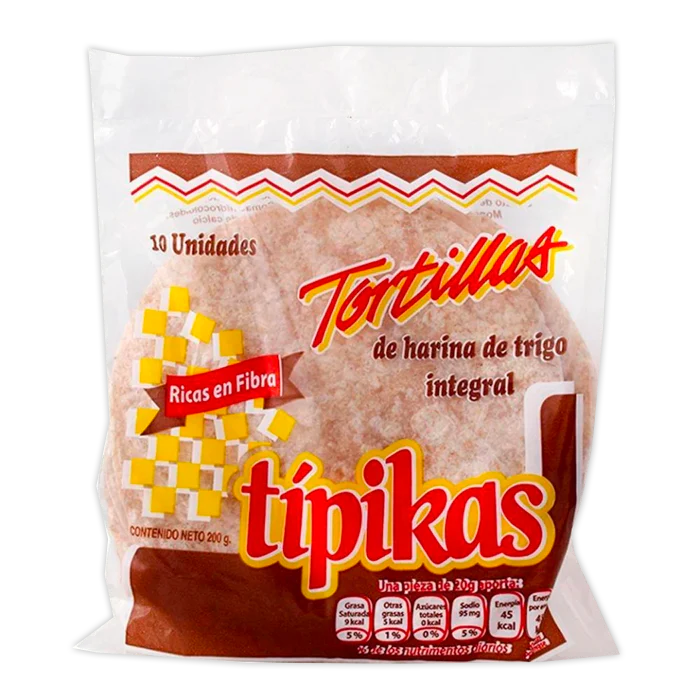 TORTILLA DE HARINA INTEGRAL MEDIANO TIPIKAS 10  PZA.