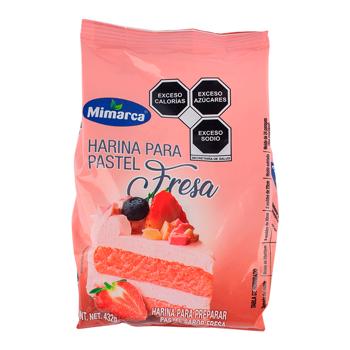 HARINA PARA PASTEL MIMARCA  FRESA BOLSA 432  GR.