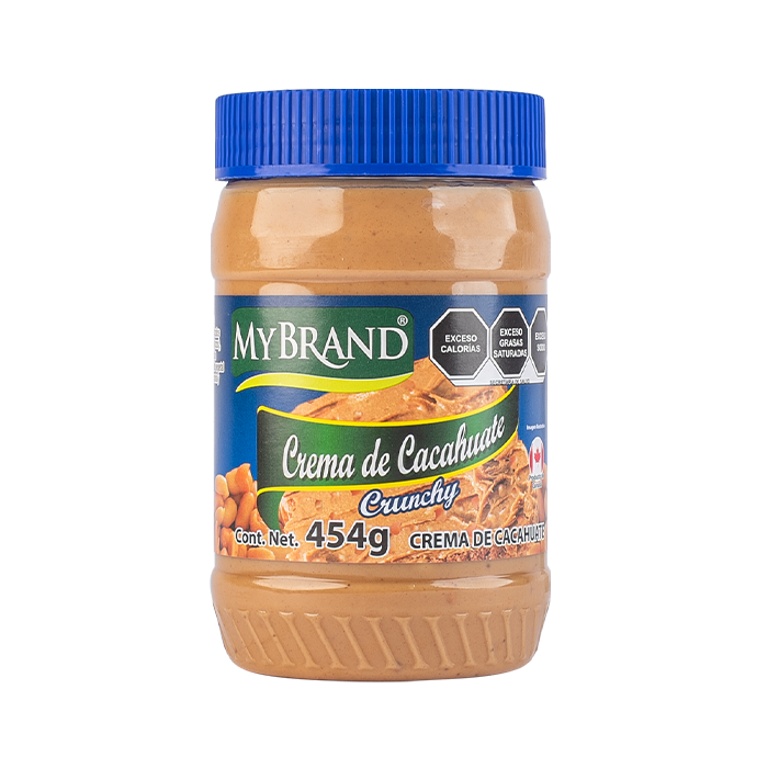 CREMA DE CACAHUATE CRUNCHY MYBRAND BOTE 454  GR.