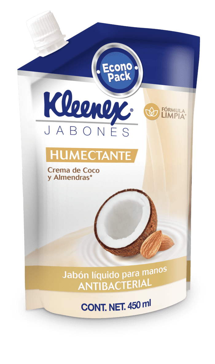 JABON LIQUIDO KLEENEX CREMA DE COCO Y ALMENDRAS ECONOPACK 450  ML.