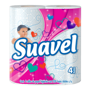 PAPEL HIGIENICO SUAVEL 200 HOJAS DOBLES 4  ROLLO