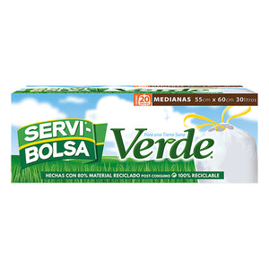 BOLSA PARA BASURA VERDE SERVIBOLSA MEDIANA PARA BASURA C/JARETA 20  PZA.