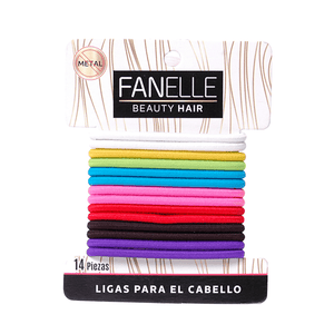 LIGAS SIN METAL PARA CABELLO COLORES BRILLANTES FANELLE 14  PZA.