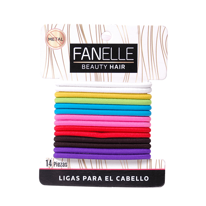 LIGAS SIN METAL PARA CABELLO COLORES BRILLANTES FANELLE 14  PZA.