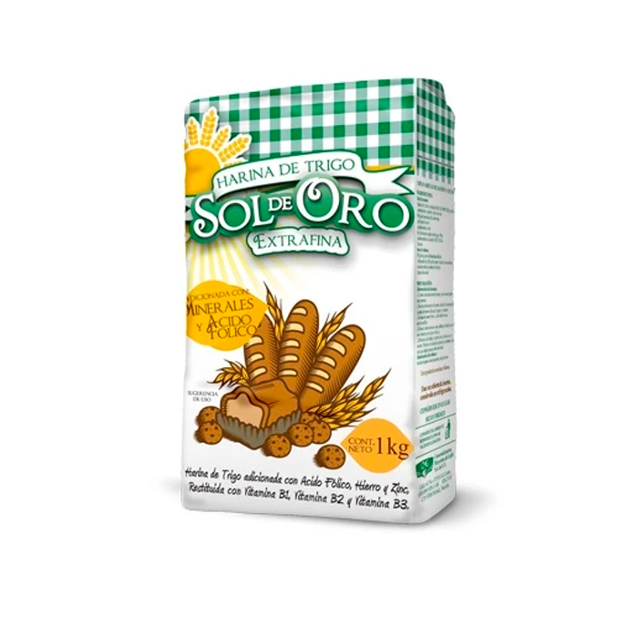 HARINA DE TRIGO SOL DE ORO PAQUETE 1  KG.