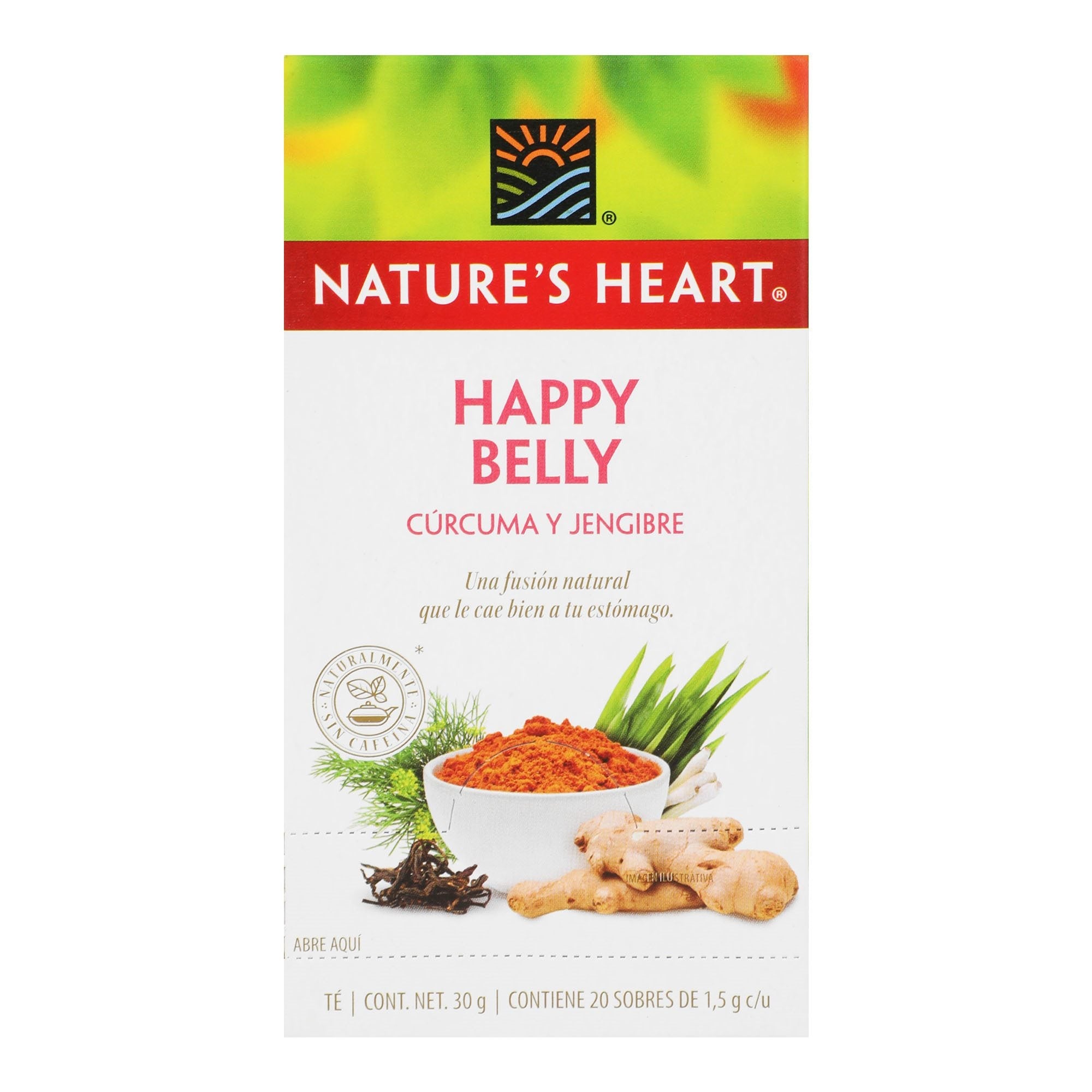 TÉ CÚRCUMA Y JENGIBRE HAPPY BELLY NATURES HEART 30  GR.