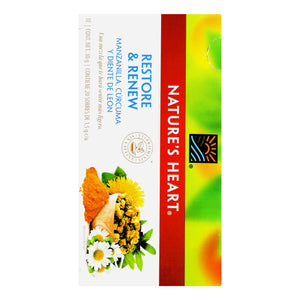 TÉ MANZANILLA CÚRCUMA RESTORE Y RENEW NATURES HEART 30  GR.