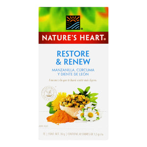 TÉ MANZANILLA CÚRCUMA RESTORE Y RENEW NATURES HEART 30  GR.