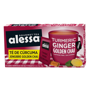 ALESSA TÉ DE CÚRCUMA JENGIBRE GOLDEN CHAI SIN CAFEÍNA 20 g 10  SOB.