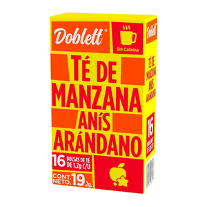 TÉ DOBLETT  MANZANAANÍSARÁNDANO 19.2 g 16  SOB.