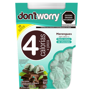 MERENGUES MENTA Y CHOCOLATE DONT WORRY 4 CALORIAS 68  GR.