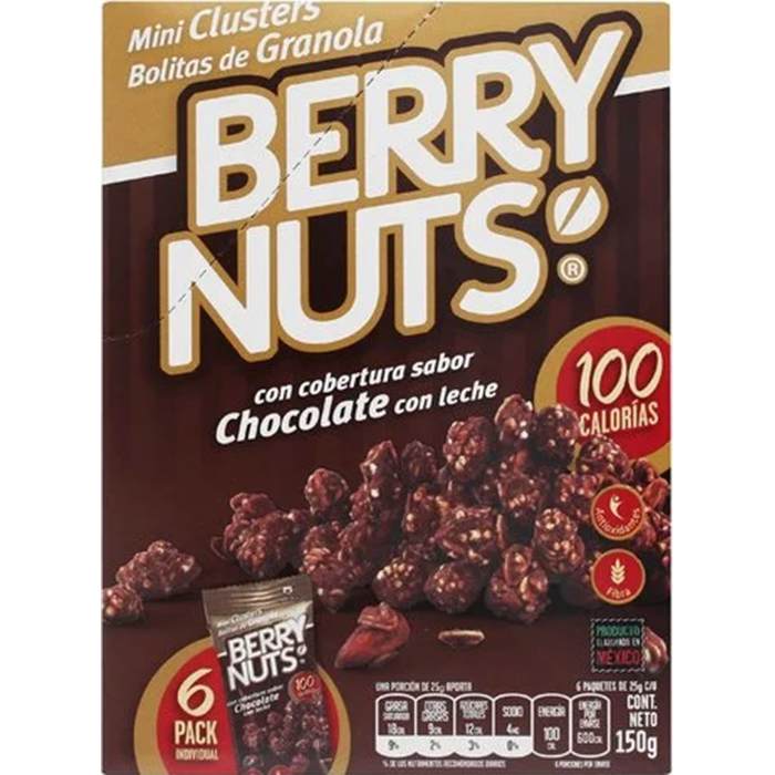 BOLITAS DE GRANOLA  SABOR CHOCOLATE CON LECHE BERRY NUTS 150  GR.