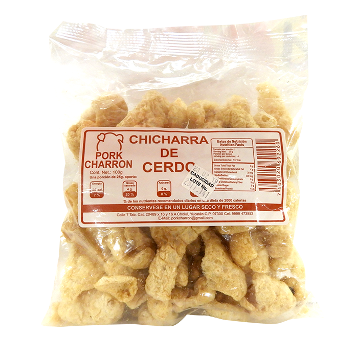 CHICHARRON DE CERDO PORKCHARRON BOLSA 100  GR.