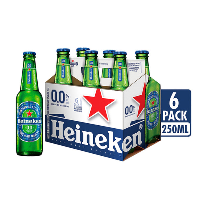 CERVEZA HEINEKEN 0.0 6 BOTELLAS DE 250 ML C/U 1  PZA.