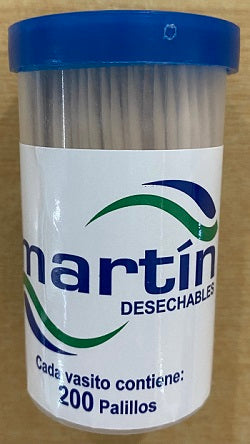 PALILLOS DE DIENTES MARTIN 2 PUNTAS VASITO MARTIN 200  PZA.